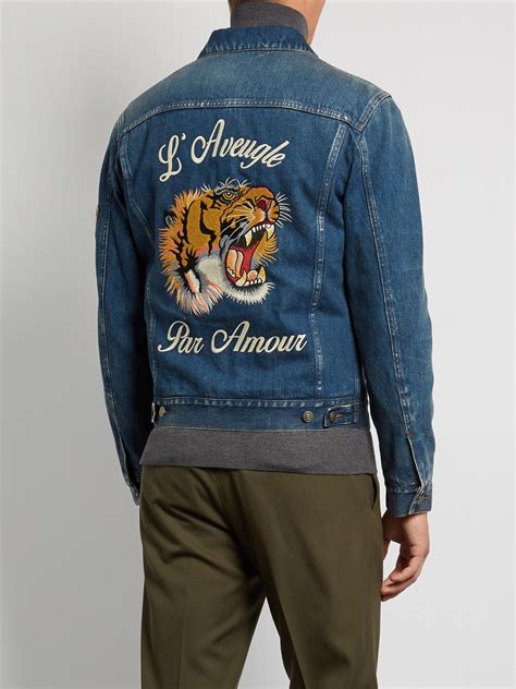 gucci tiger jacket denim|gucci tiger loafer.